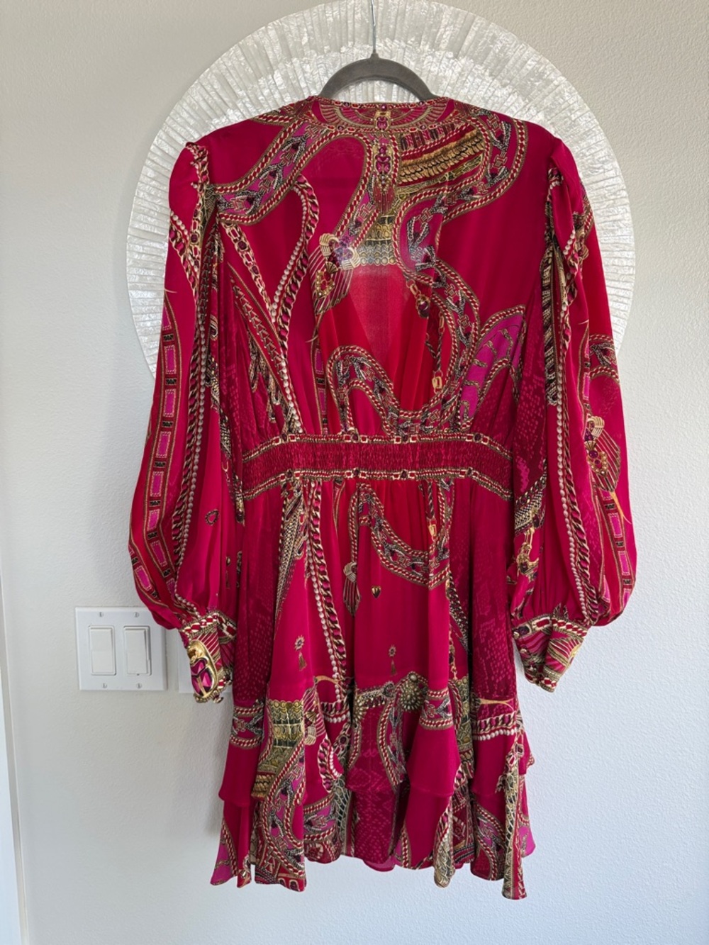 Women's CAMILLA GORGEOUS Red Printed V-Neck Long Sleeve Dress - Picture 8 of 8